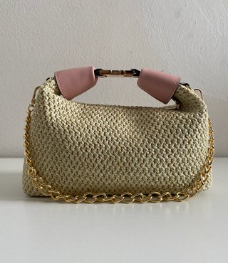 Borsa paglia e rosa nuova