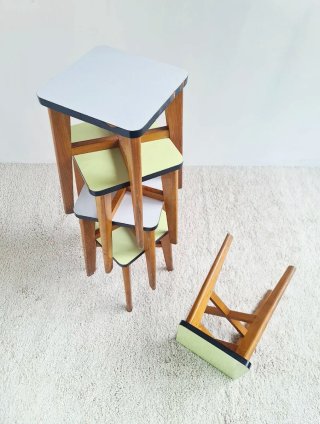 5 Taburetes Roble y Formica | Francia 50s