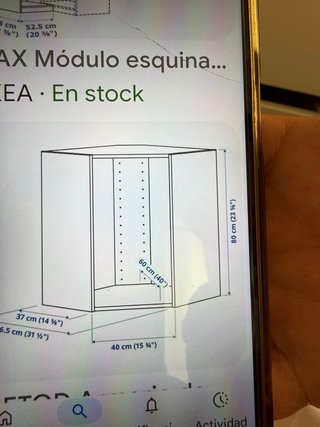 Armario esquinero madera con dos cajones