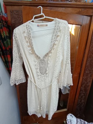 Vestido encaje AKARA blanco talla M