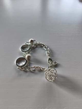 Pulsera Plata Círculos y Bolas