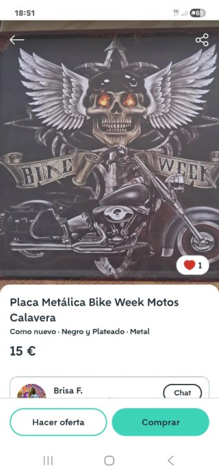 Placa Metálica Bike Week Calavera