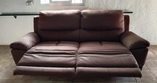 Sillón de piel Marrón, extensible, cómodo, suave