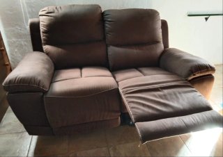 Sillón de piel Marrón, extensible, cómodo, suave