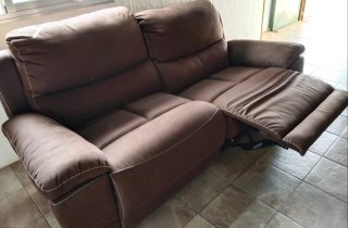 Sillón de piel Marrón, extensible, cómodo, suave