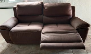 Sillón de piel Marrón, extensible, cómodo, suave
