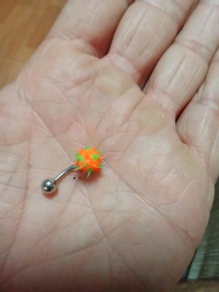 Piercing ombligo bola naranja y verde