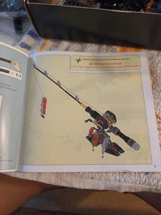 Caña de pescar con carrete lego