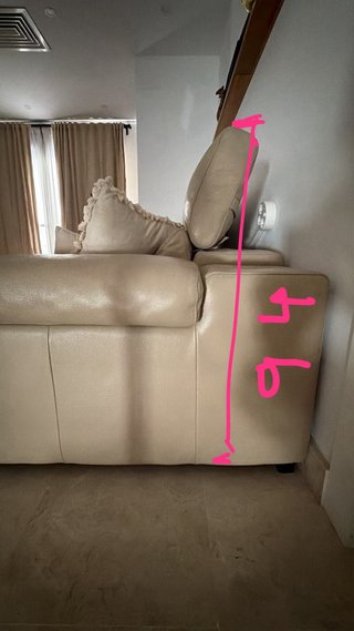 Sofá de piel beige 3 plazas
