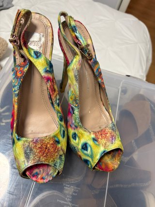 Zapatos de tacón peep toe multicolor