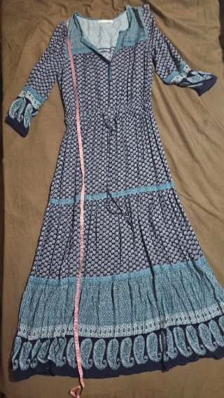 Vestido largo boho Easy Wear azul y turquesa (Tall
