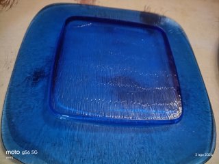 Juego 6 Bajoplatos Cristal Azul 32cm