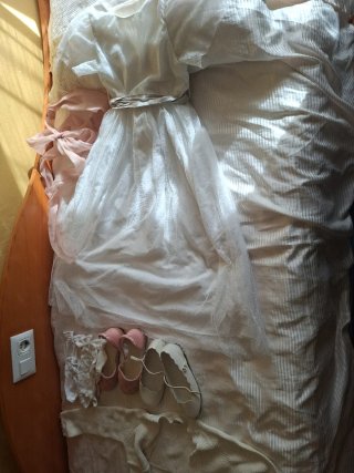 Vestido de Comunión Blanco y Rosa
