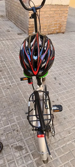 Bicicleta plegable 20 con luz y candado, casco
