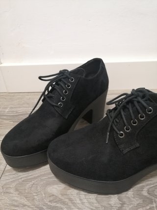 Zapatos Oxford Tacón Plataforma Negros Talla 40