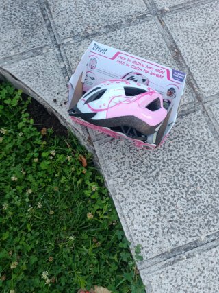 Casco Crivit Ciclismo Niños Rosa Blanco