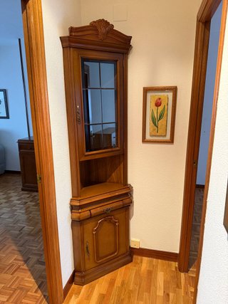 Mueble rinconero madera maciza con cristal