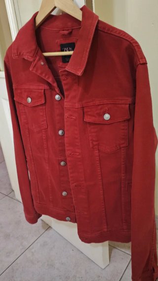 Chaqueta Vaquera Zara Roja Talla M