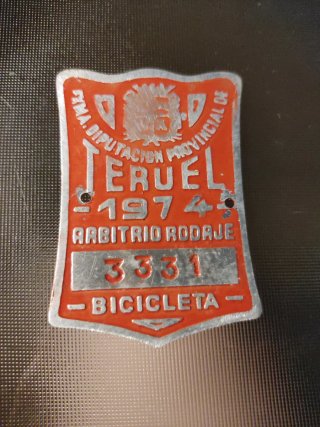 Matrícula Bicicleta Teruel 1974