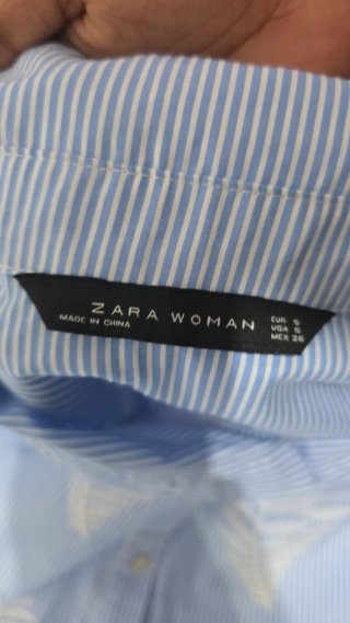 Zara woman striped midi shirt dress blue