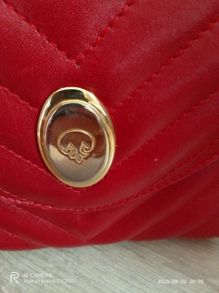 Bolso de mano mujer rojo dorado