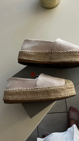 Espadrillas con zeppa in corda camoscio beige n.39