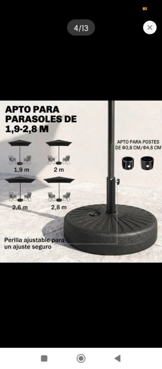 Base para sombrilla redonda negra