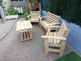 Conjunto Muebles Jardín Madera hechos de palets