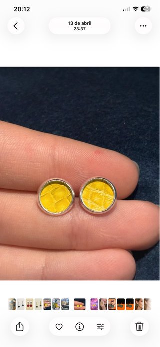 Pendientes cuero amarillo efecto cocodrilo