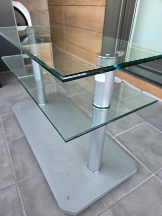 Mesa de centro cristal y metal