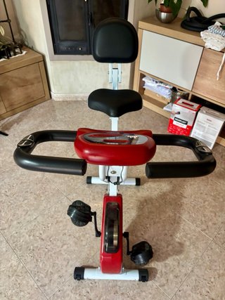 Bici estática plegable con respaldo y pantalla LCD