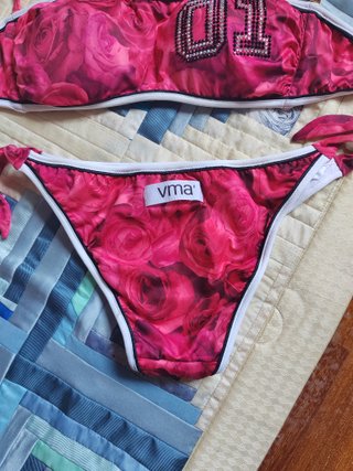 bikini Verdissima tg 3° a fascia rosso strass