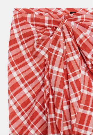 Falda midi cuadros rojo y blanco