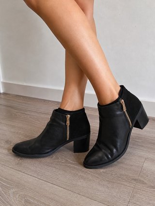 Botines Stradivarius Negros Tacón Bloque Talla 40