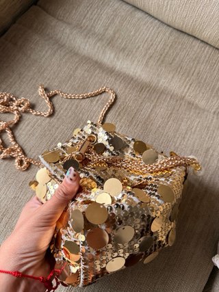 Bolso fiesta lentejuelas dorado
