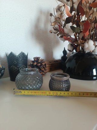 Vela y portavelas gris ahumado Zara Home