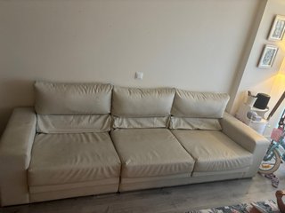 Sofá 4 plazas piel beige