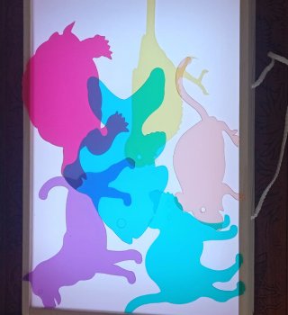 Caja de luz infantil con material manipulativo