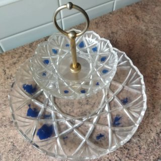 Frutero de cristal vintage con soporte
