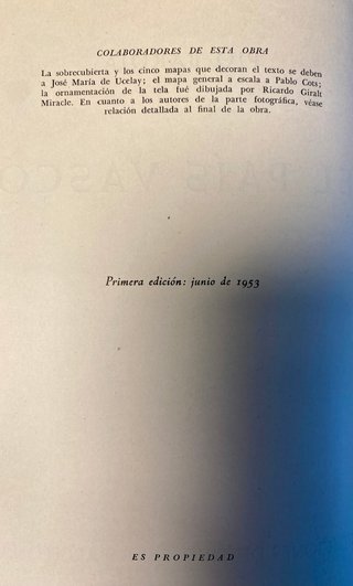 El País Vasco Pío Baroja Destino Ed. 1953  1a Ed