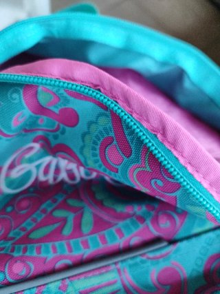 Mochila Gabol flores verde y rosa