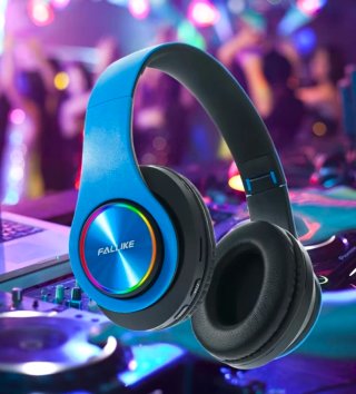Cascos inalámbricos, azul con USB, envolvente
