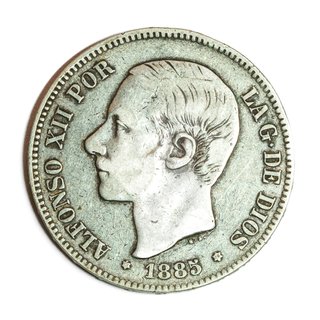 Moneda 5 pesetas 1885 *86 Alfonso XII