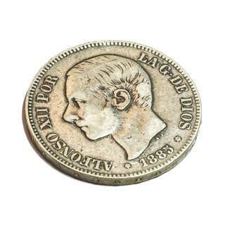 Moneda 5 pesetas 1885 *86 Alfonso XII