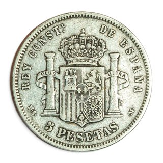 Moneda 5 pesetas 1885 *86 Alfonso XII