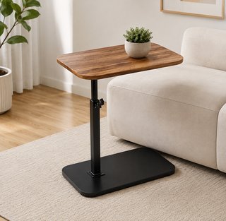 Mesa auxiliar madera y metal ajustable
