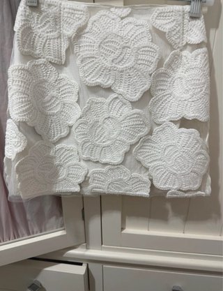 Falda Zara bordada blanca