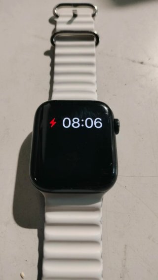 AppleWatch Negro + correa blanca + caja + cargador