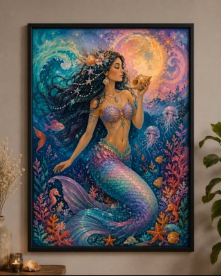 Lámina Decorativa Sirena Fantasía tamaño A3