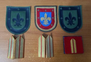 Lote efectos militares: escudos y galones